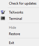 Task bar icon context menu